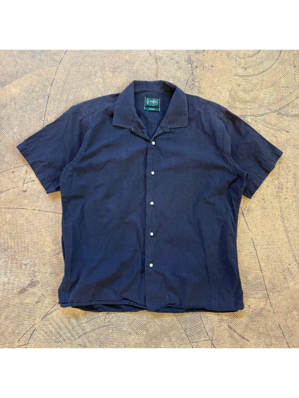 Gitman Bros. Vintage Washed Black Camp Camp Collar Shirt Large